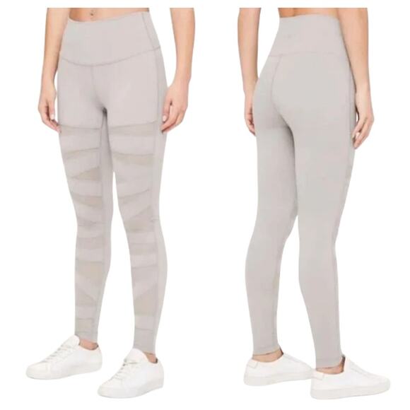 LULULEMON Wunder Under Pant High-Rise Mesh 28" Sz 4 Gray Yoga Special Edition - Picture 1 of 11